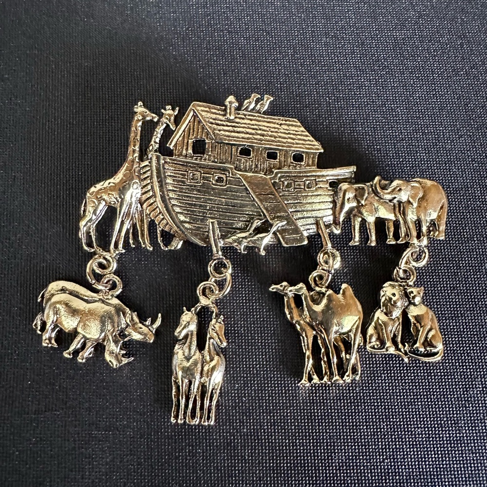 Noah's Ark Animal Dangle Brooch